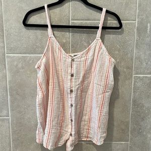 Sonoma lightweight women’s cotton tanktop, flowy, stripped, button down SZ L